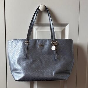 GUESS Silver-Gray Signature Tote with Charm